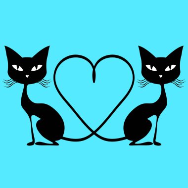 Sevimli siyah kediler kartıyla