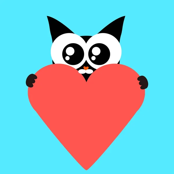Valentines day black cat — Stock Vector