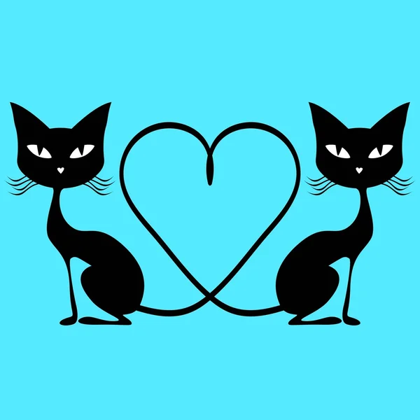 Karta s roztomilé černé kočky — Stockový vektor