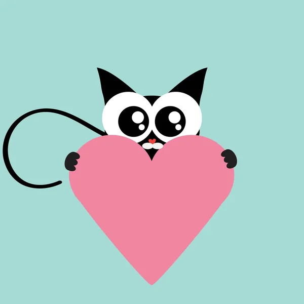 Día de San Valentín gato negro — Vector de stock