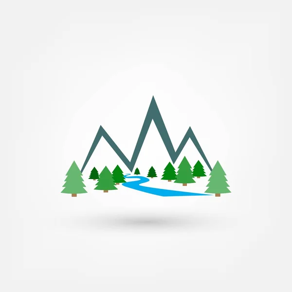 Señalización en el icono de las montañas — Vector de stock