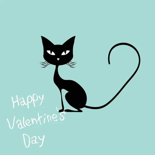 Sevgililer günü siyah kedi — Stok Vektör
