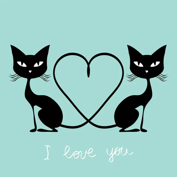 Carta con simpatici gatti neri — Vettoriale Stock