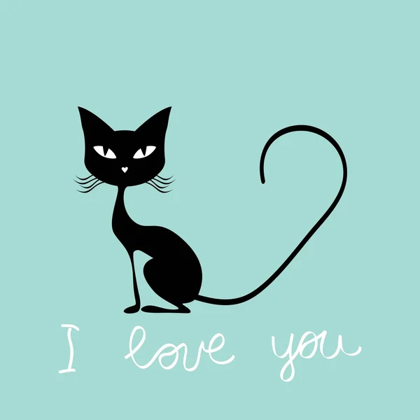 Valentijnsdag zwarte kat — Stockvector