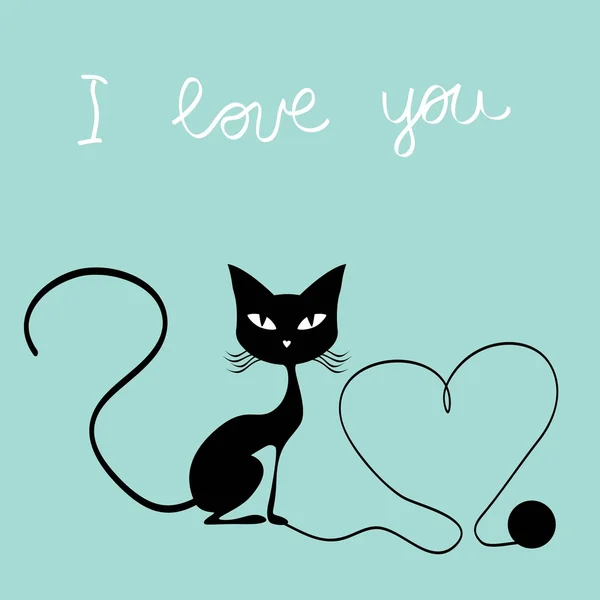 Giorno di San Valentino gatto nero — Vettoriale Stock