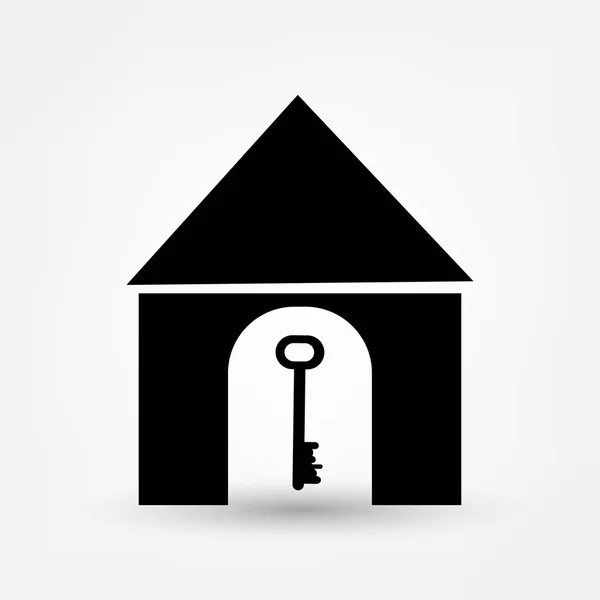 Σπίτι, σπίτι με εικονίδιο κλειδιού — Διανυσματικό Αρχείο