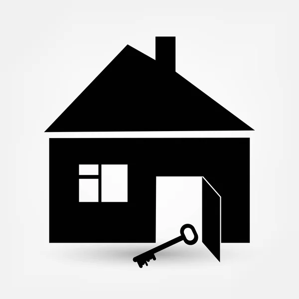 Huis, huis met sleutel-pictogram — Stockvector