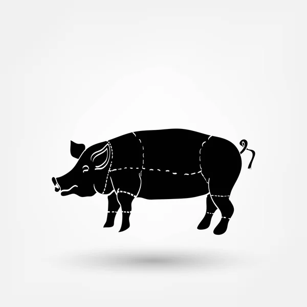 Ikon daging babi - Stok Vektor