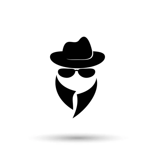 Icona nera di agente spia anonimo — Vettoriale Stock