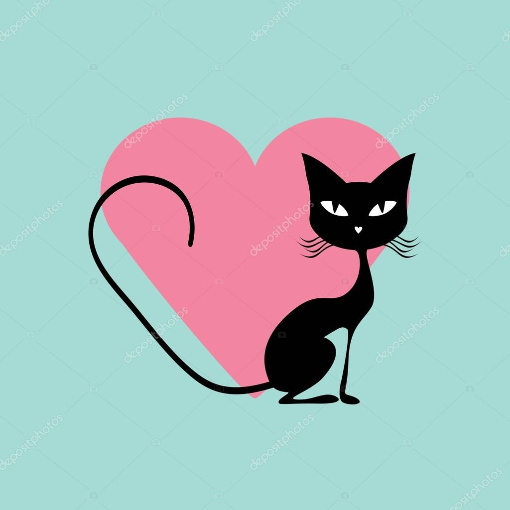 Saint Valentin Chat Noir Image Vectorielle Par Slasny19 C Illustration