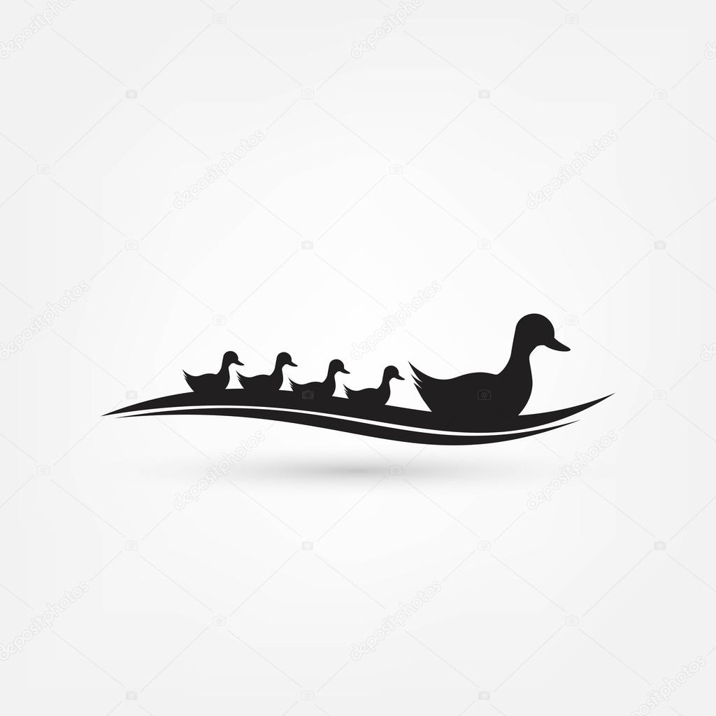Duck and ducklings icon. vector illustration