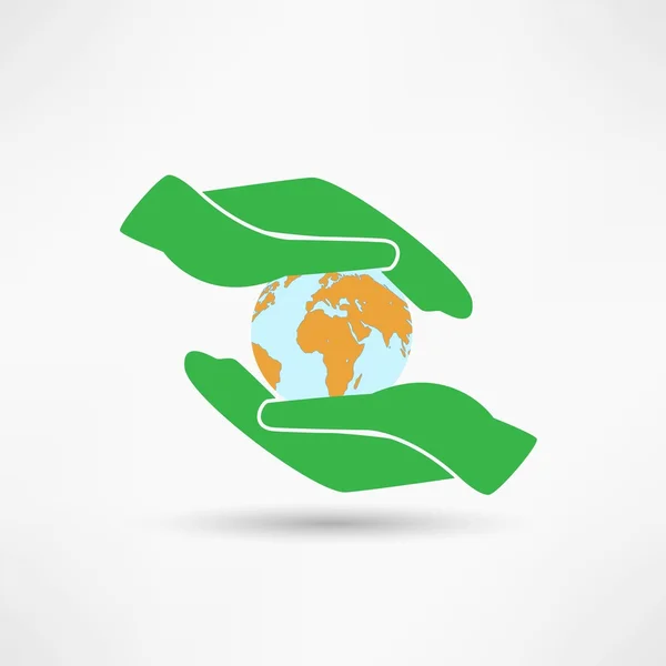 Hands holding Earth — Stock Vector