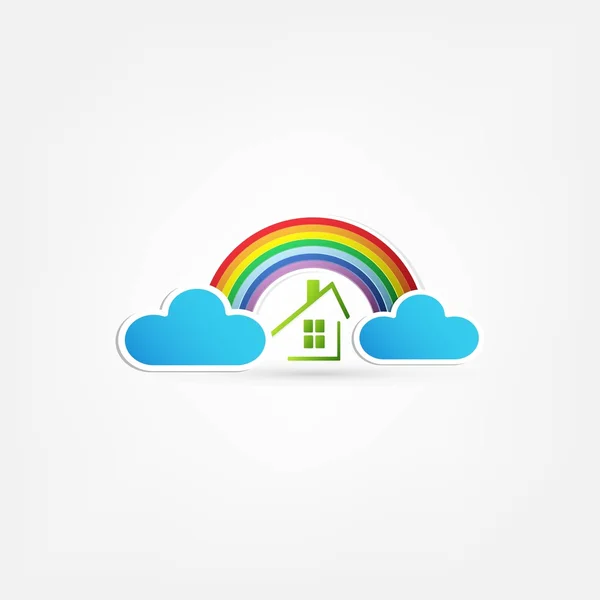 Rainbow and house — Stock Vector