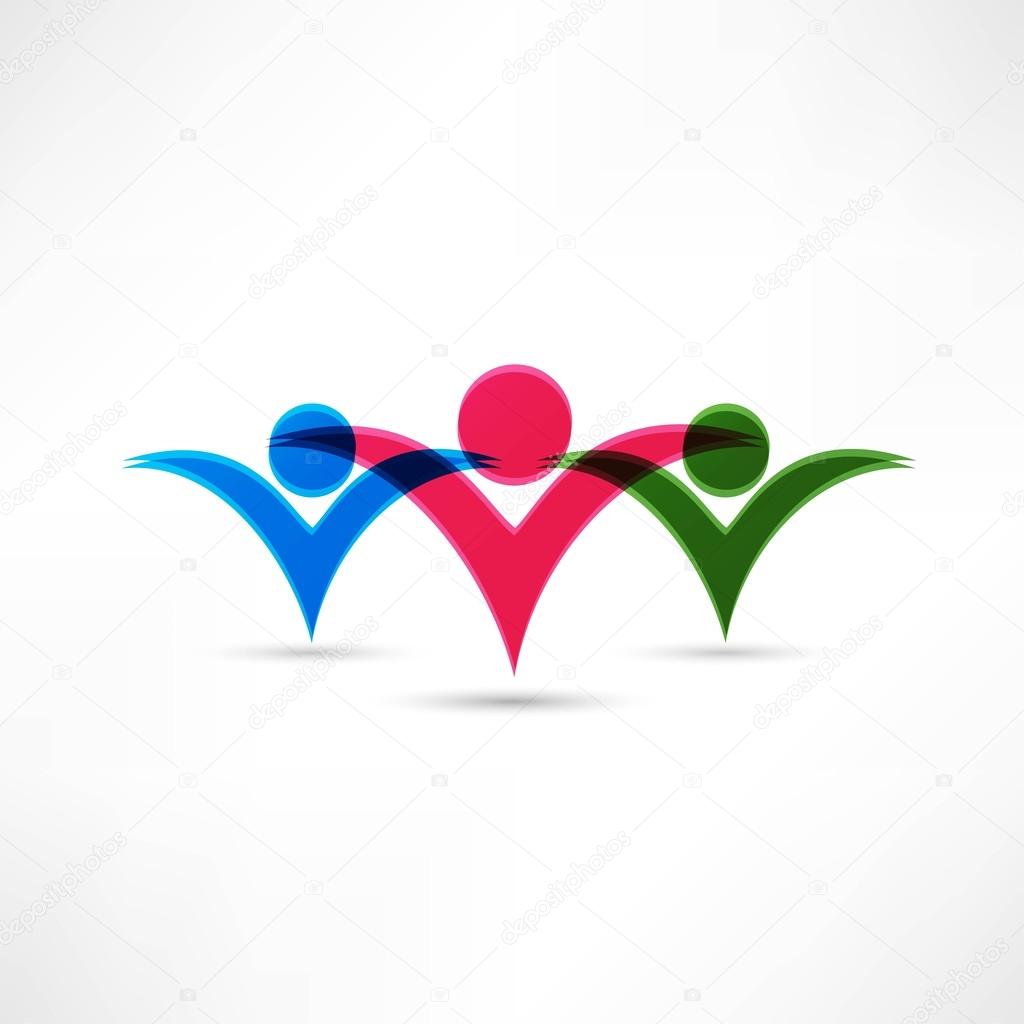 Business icon with business team together