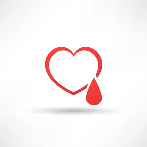 Sangue doado, ícone do coração — Vetor de Stock