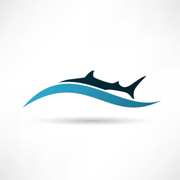 Icône Requin en mer — Image vectorielle