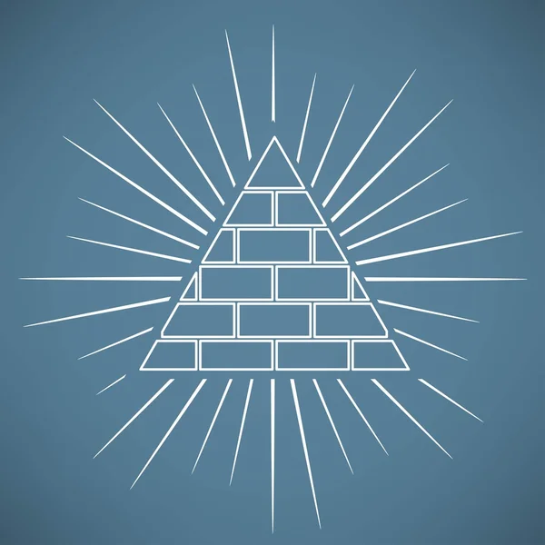 Piramide, icona massonica — Vettoriale Stock