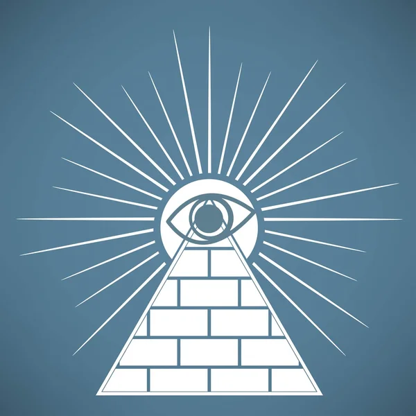 Pyramid with eye icon — Stock Vector