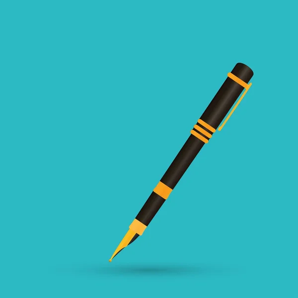 Bolígrafo dorado, icono de negocio — Vector de stock