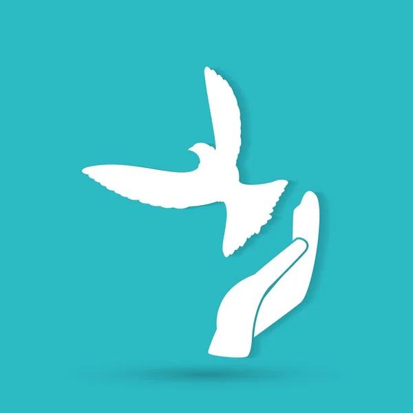 Dove in hand, peace icon — Stock Vector