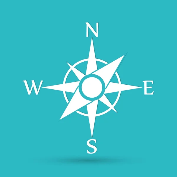 Witte kompas pictogram — Stockvector