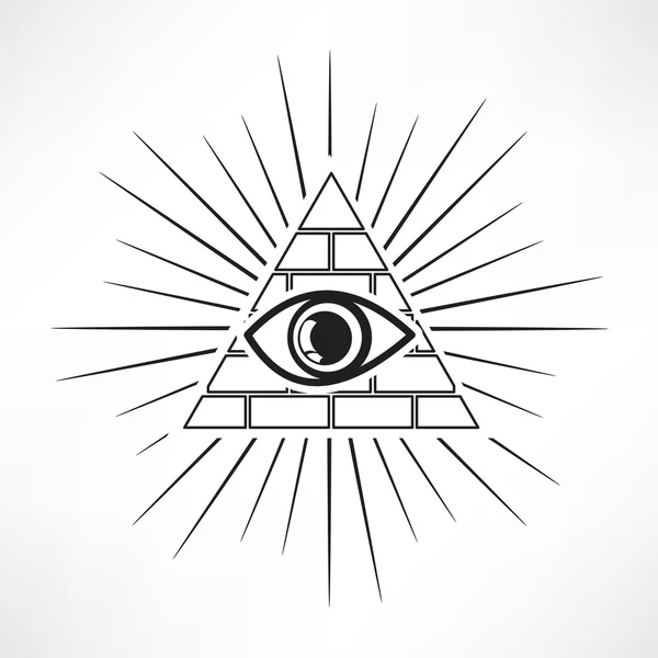 Olho da pirâmide, ícone maçônico — Vetor de Stock