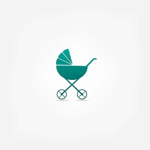 Coche de bebé verde — Vector de stock