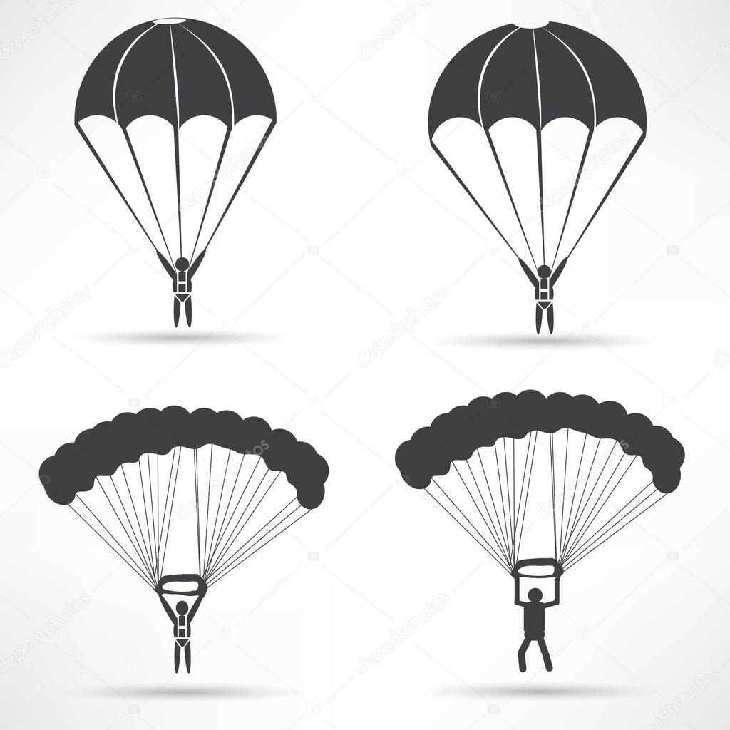 Parachute, paratrooper Icons set