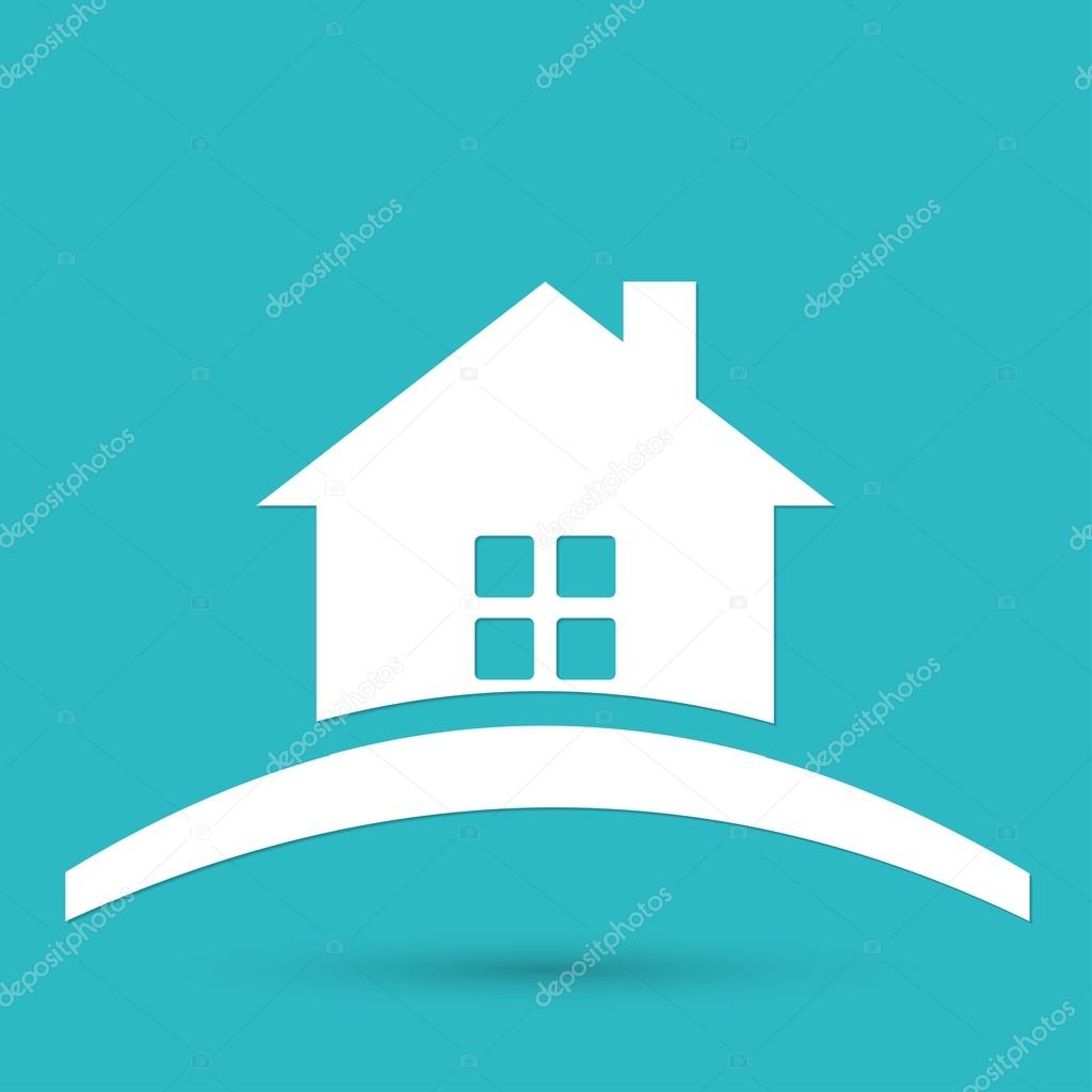 House, home icon. white vector illustration on blue background