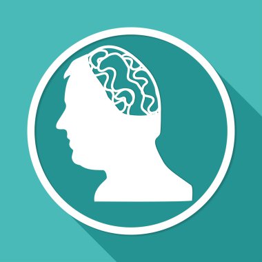 beyin, düşünme simgesi ile baş