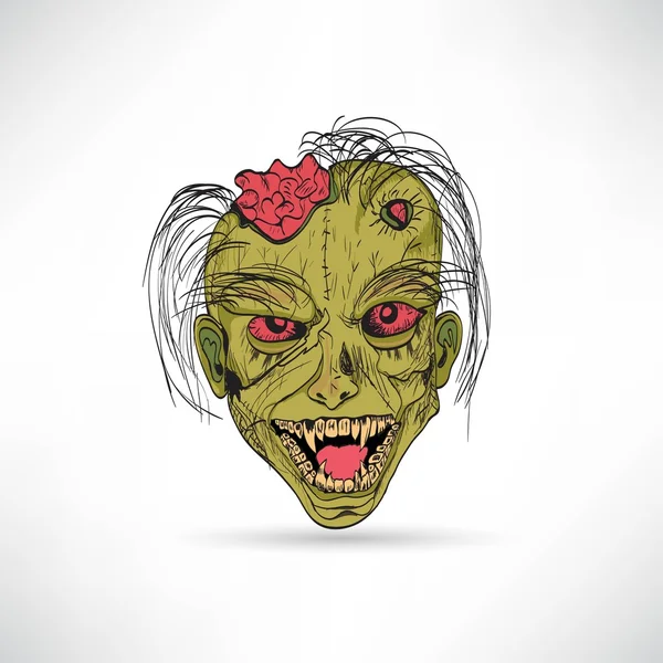 Cartone animato Zombie con cervello — Vettoriale Stock