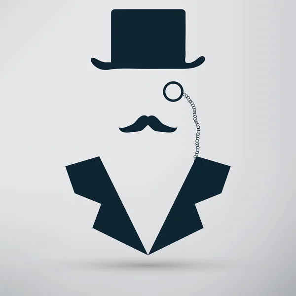 Bowler sombrero y bigote icono — Archivo Imágenes Vectoriales