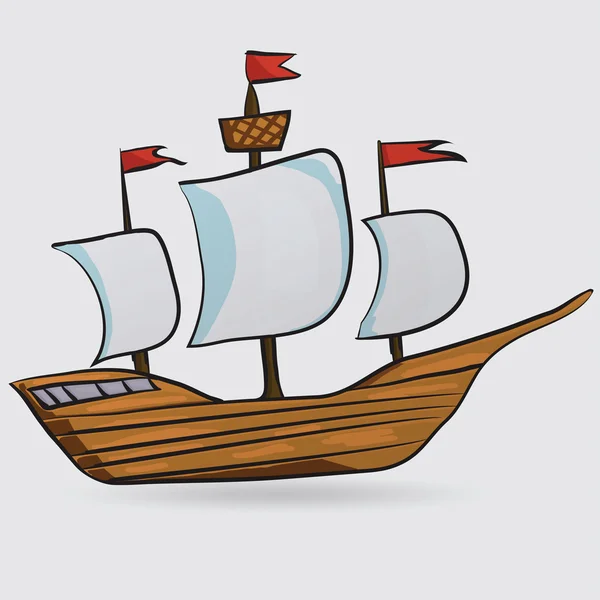 Segelschiff, Schiffsikone — Stockvektor