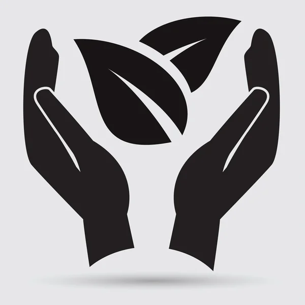 Mains et plantes, éco icône — Image vectorielle