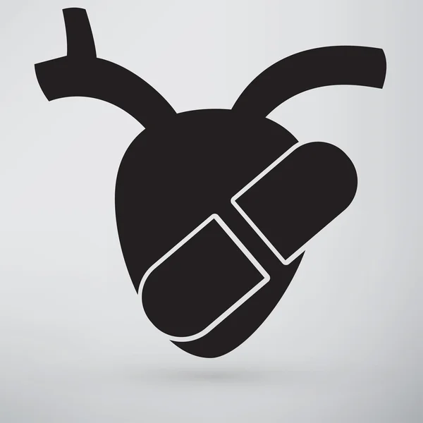 Herz, Pille, Medizin-Ikone — Stockvektor