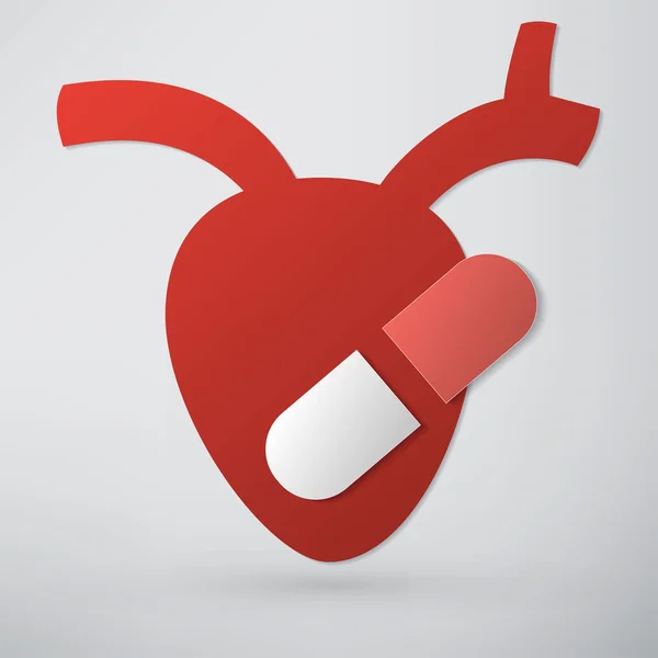 Herz, Pille, Medizin-Ikone — Stockvektor