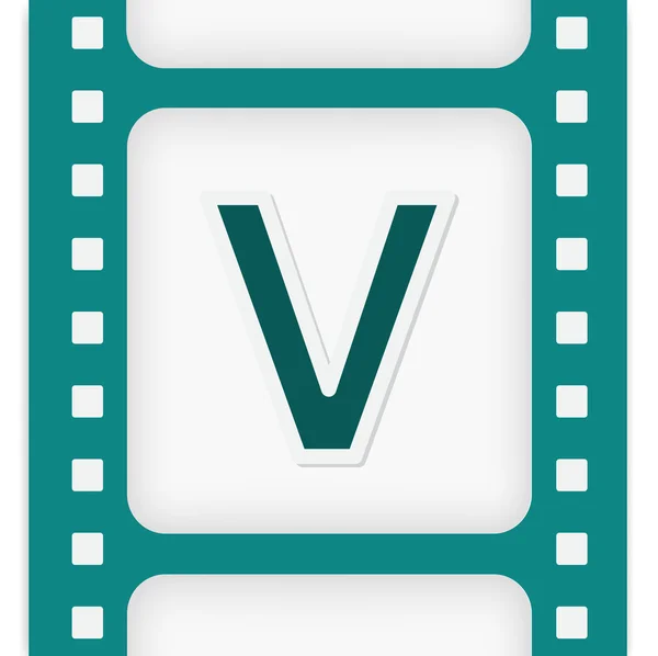 V letter in film icon — Stock Vector