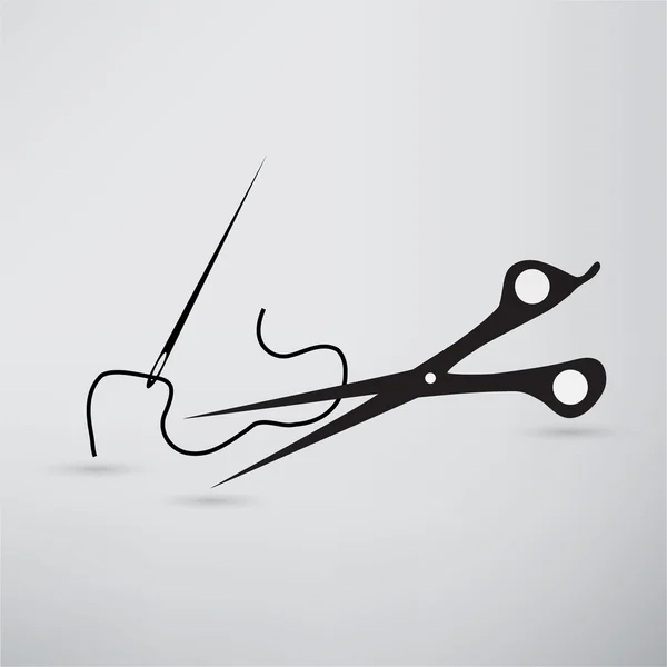 Scissors, needle, sewing icon — Stock Vector