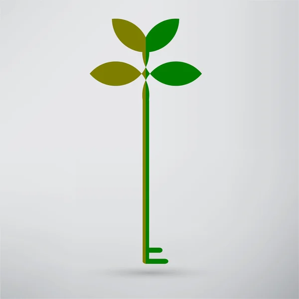 Green eco key icon — Stock Vector