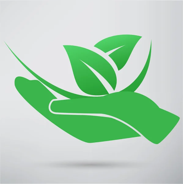 Kéz- és növényi ikon — Stock Vector