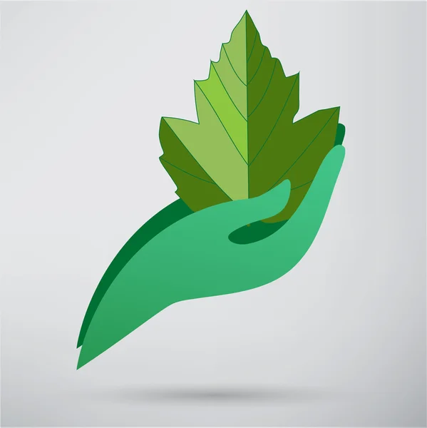 Icono de mano y planta — Vector de stock