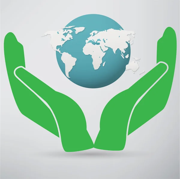Hands holding earth icon — Stock Vector