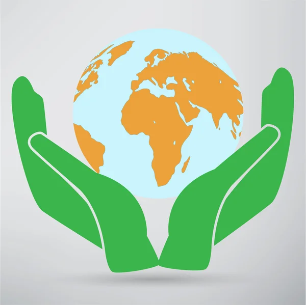 Hands holding earth icon — Stock Vector