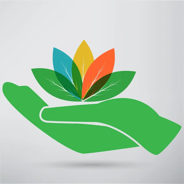 Pictogram hand en plant — Stockvector