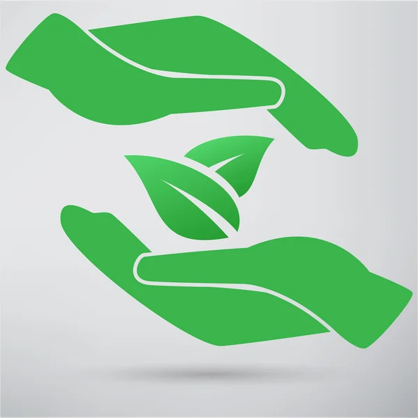 Handen en planten pictogram — Stockvector