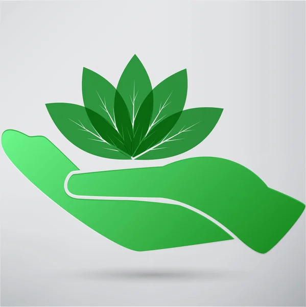 Hand and plant icon — Stock Vector
