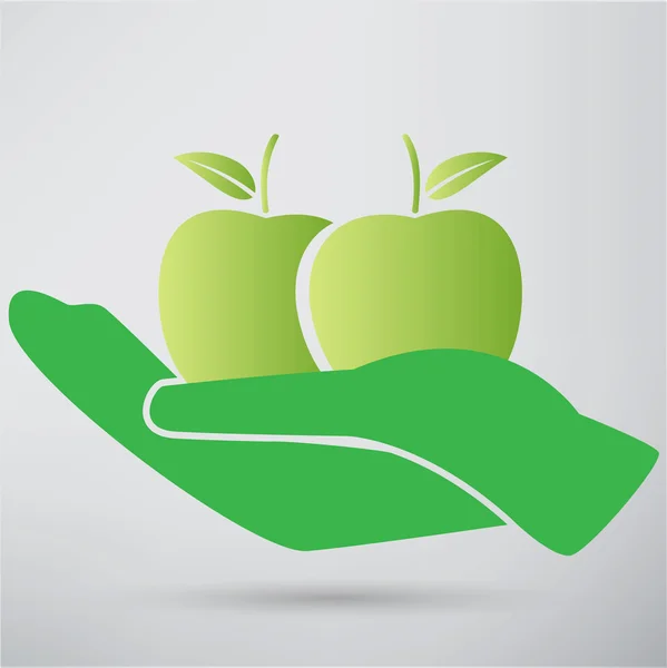 Apples in human hand icon — Stock Vector