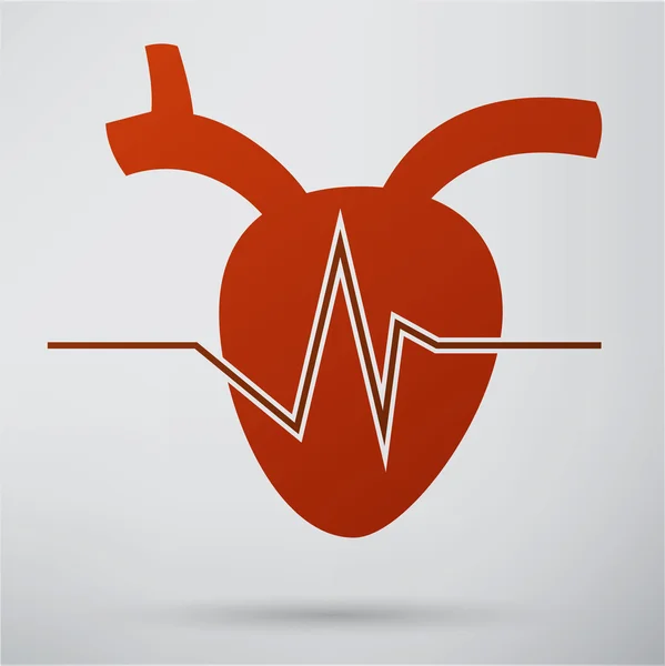 Cardiogramme, icône cardiaque — Image vectorielle