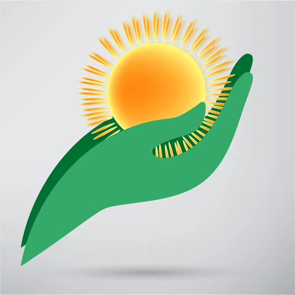 Солнце в руке, икона творческой идеи — стоковый вектор