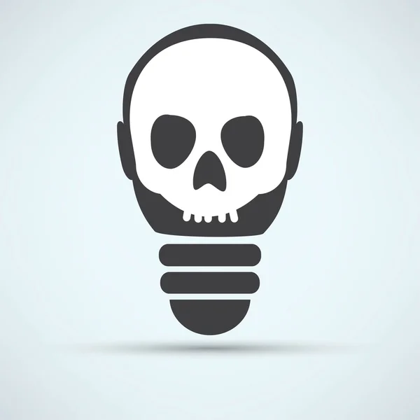 Ampoule avec icône crâne — Image vectorielle